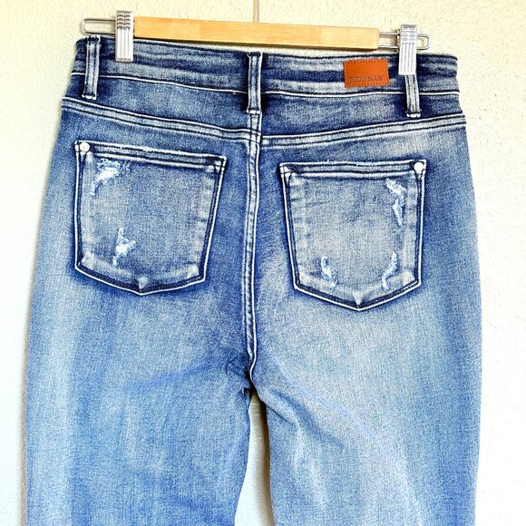 Judy Blue Boyfriend Fit Distressed Stretch Denim Jeans Size 7/28 - Picture 4 of 11